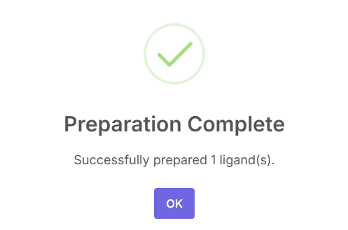 Uploaded ligand file listed