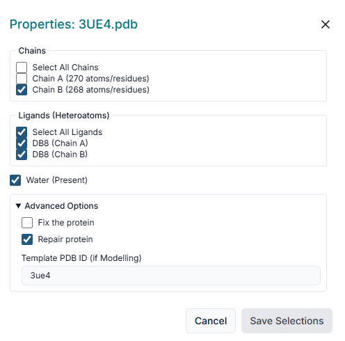 Protein preparation options
